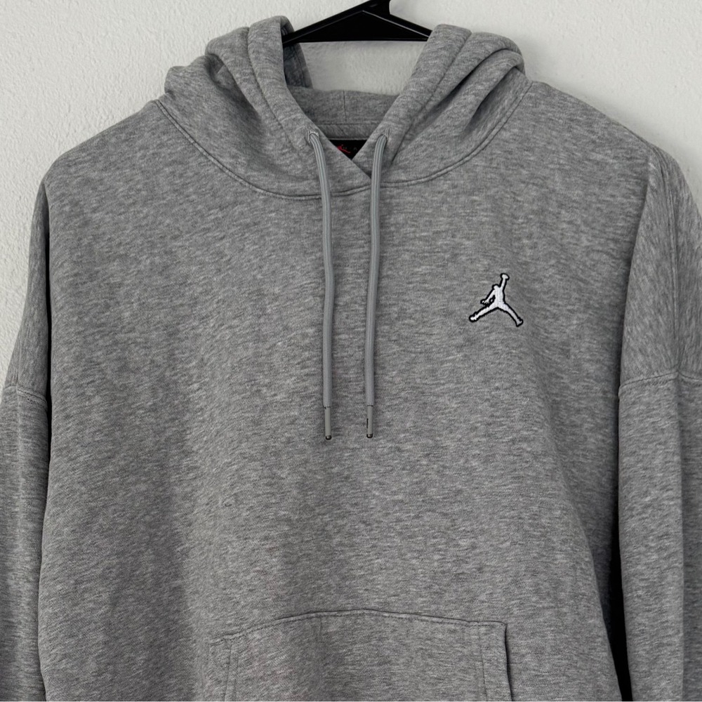 Jordan Gray Cropped Pullover Hoodie Women's Medium Loose Fit Sweatshirt